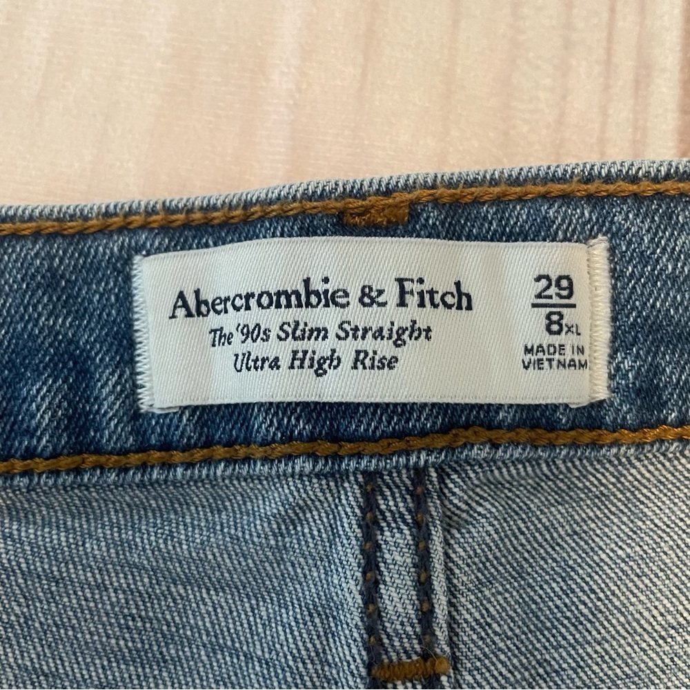 Abercrombie & Fitch 90s Slim Straight Ultra High Rise Jeans Womens 29 | 8 X-Long - Picture 10 of 14